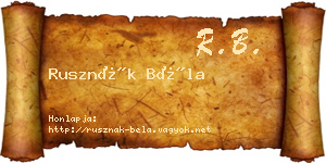 Rusznák Béla névjegykártya
